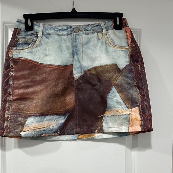 Micas Dresses & Skirts - NWT Micas Denim Abstract Patchwork Skirt